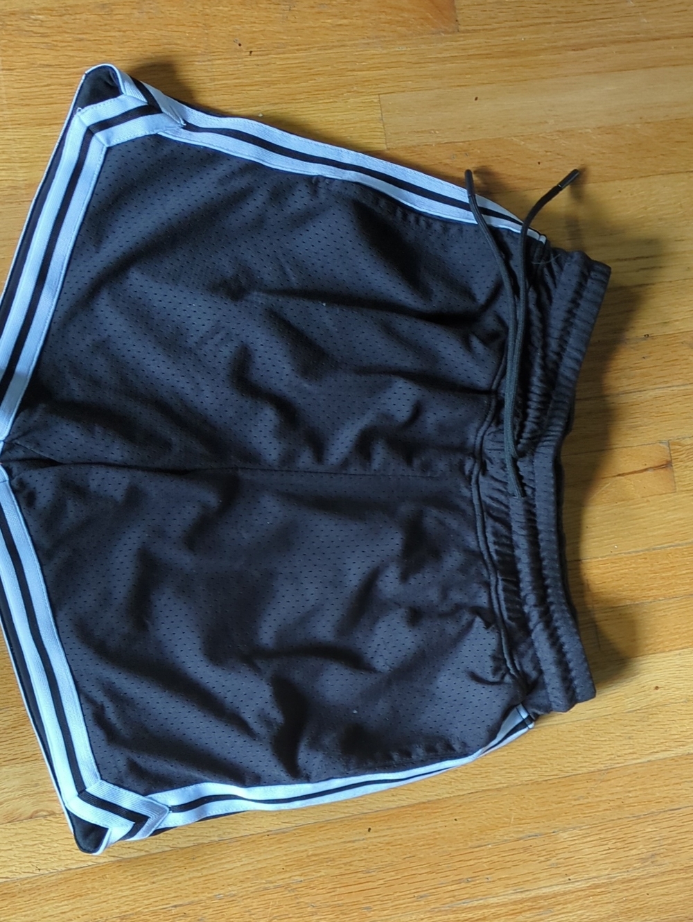 Ardene Black Athletic Mesh Shorts with White Side Stripes